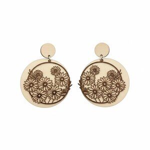 NWOT Floral Wooden Earrings